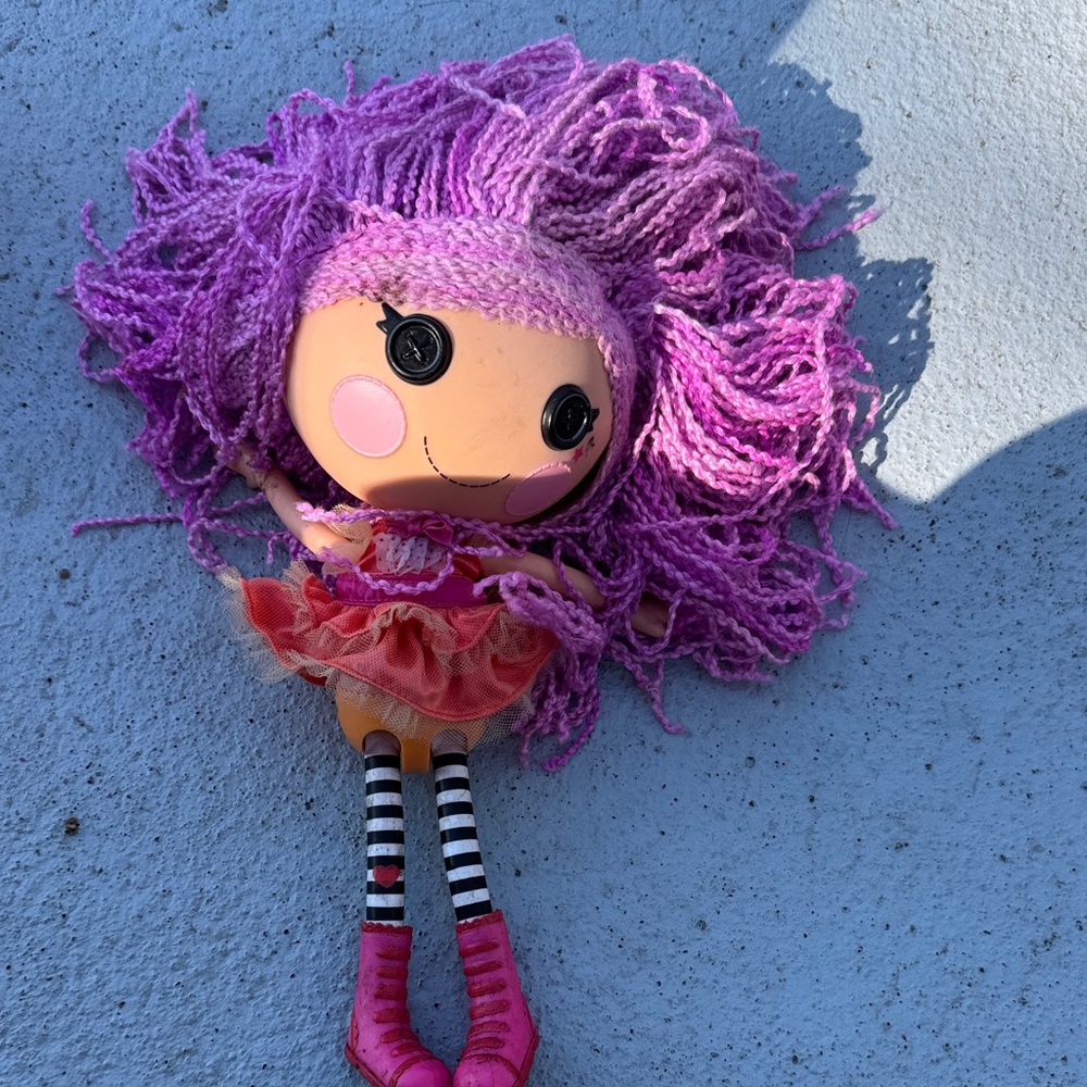 Colorful Doll with Purple Hair and Pink Boots